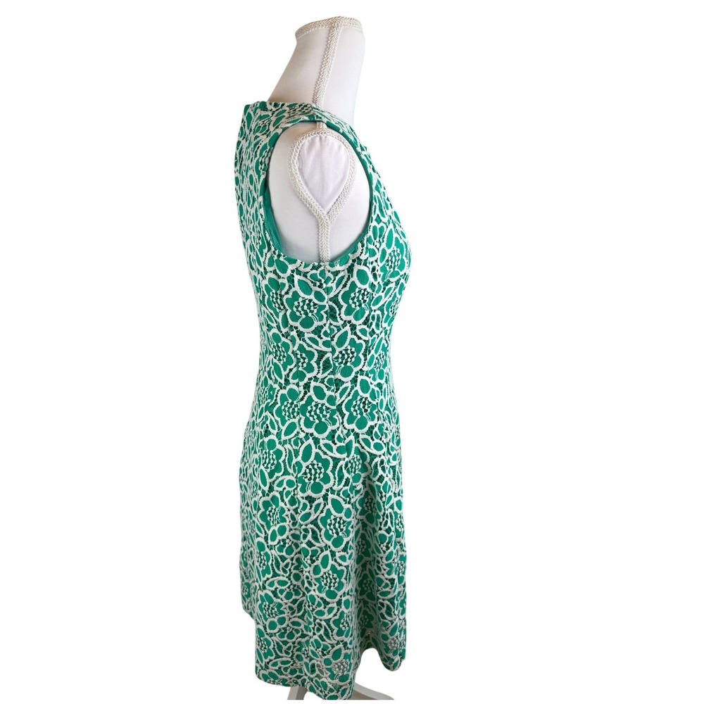 Eva Mendes New York & Company Green White Floral Lace Fit and Flare Dress 6 - Picture 3 of 9